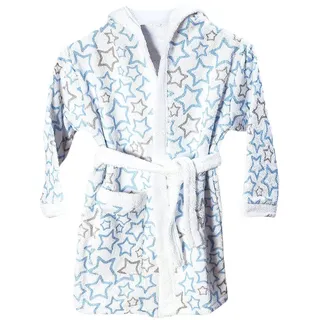 TI TIN - frottee Kinderbademantel, 93 bis 104 cm | Bademantel für Kinder von 3 bis 4 Jahren, aus 100% Baumwolle, Babybademantel mit Sternendruck, blau