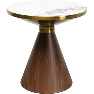 Kare Design Beistelltisch Cono Keramik, Braun, 50cm Durchmesser, Marmor Ablage, Hochwertiges Design, Kaffeetisch, Couchtisch, Wohnzimmertisch, rund Tischplatte Stein, 52x50x50 cm (H/B/T)
