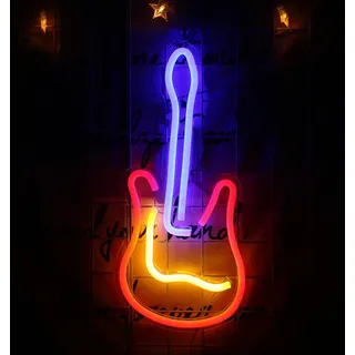 Rosikey LED Neonlicht Schild Guitar - 38.5x17cm Gitarre Wanddeko - USB Musik Neon Art für Studio Bar Party Hochzeit Deko