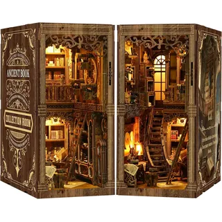 Book Nook Kit aus Holz– 3D Holzpuzzle & Buchstütze (Antike Bibliothek)