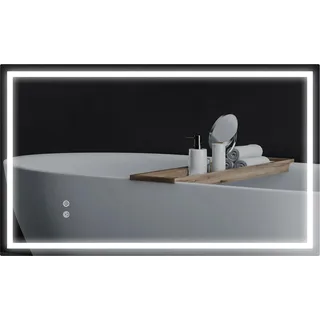 Badspiegel - Wandspiegel - Rechteckig 100 x 60 cm - Glas und Metall - Silber