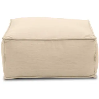 DOMO. collection Outdoor Hocker Wangerooge, Gartenhocker, Polstersofa wetterfest, Gartenmöbel, Sitzsack, Luftsack, 75 x 70 x 45 cm (BxTxH), beige