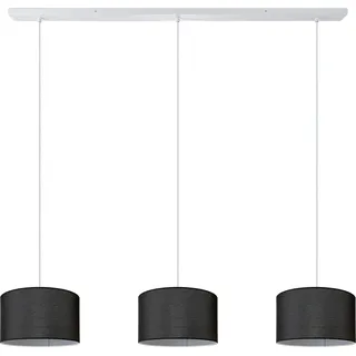 Pendellampe Wohnzimmer Deckenleuchte Stoff Lampenschirm Modern Einfarbig Rund - Schwarz