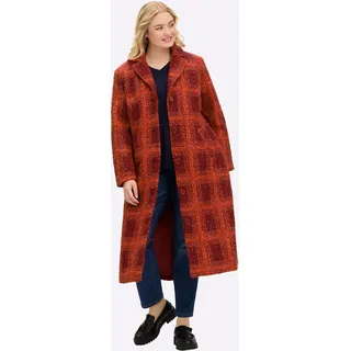 Wintermantel SHEEGO, Damen, Gr. 42, rot (kirsche, orange, gemustert), 100% Polyester, kariert, Mäntel Wintermantel