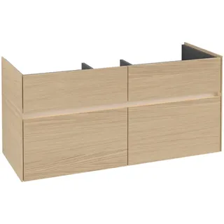 Villeroy & Boch Collaro Waschbeckenunterschrank, 4 Auszüge, Waschbecken mittig, mit integrierter Beleuchtung, 1154x546x444mm, C012B0VJ, Farbe: Front/Korpus: Nordic Oak, Griff: Cashmere Grey