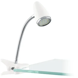 EGLO Klemmleuchte "RICCIO 1 Klemmlicht - Kunststoff, Stahl - GU10 - 1X2,8W - IP20", weiß, chrom, 1, H: 33cm, 1 Stk., Leuchten, Klemmlampe, Schreibtischlampe, Leselampe, L18 x H33 cm, Klemmleuchte