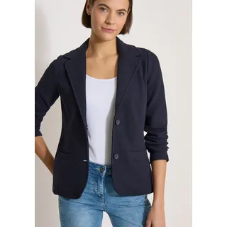 Jackenblazer CECIL, Damen, Gr. S (38), blau (urban schwarz), Web, Obermaterial: 95% Baumwolle, 5% Elasthan, unifarben, normal hüftbedeckend, V-Ausschnitt, abgesteppte Kante, Blazer Jackenblazer, mit Struktur in Unifarbe