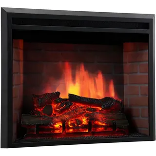 Elektrokamin , Schwarz , Metall, Glas , 76.0x58.5x22.5 cm , Fernbedienung, Flammeneffekt separat schaltbar, Überhitzungsschutz, Thermostat, Dimmer , Elektrogeräte, Heizgeräte, Elektrokamine