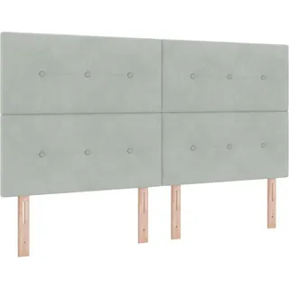 vidaXL LED Boxspringbett mit Kopfteil Hellgrau 180 x 200 cm Samt - Hellgrau