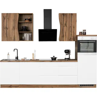 KOCHSTATION Küchenzeile »KS-Bruneck« 300cm breit, ohne E-Geräte, hochwertige MDF-Fronten, weiß