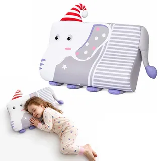 champracer Schlummerkids Kissen, Calmly Kinderkissen, Kinderkopfkissen, Atmungsaktives Ergonomisches Kissen für Jungen und Mädchen mit Niedlichen Tierdesigns (Elefant,45 * 27 * 6 cm)