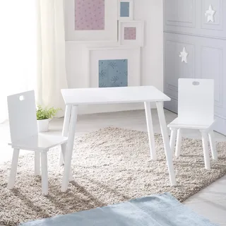 roba Kindersitzgruppe aus Holz 2 Kinderstühle & 1 Tisch  - weiß lackiert