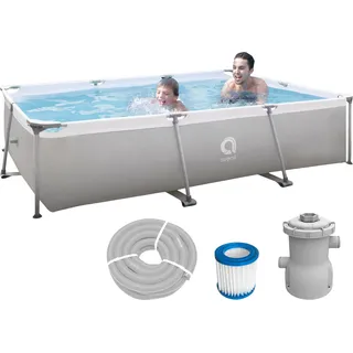 Avenli Frame Rectangular Pool Set 300x207x65 cm, Aufstellpool, rechteckig, mit Pumpe, grau - Grau