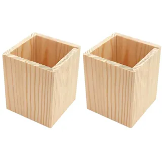 STOBOK Holz Stifthalter Geometrisch 3Er Set Schreibtisch Organizer Für Büro & Zuhause Pinselhalter Und Kleinteileaufbewahrung Kompakte Größe 3.15X3.15X3.94 Zoll