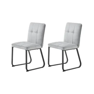 byLIVING Esszimmerstuhl Talea 2-er Set, Bezug hellgrau, Gestell Metall schwarz