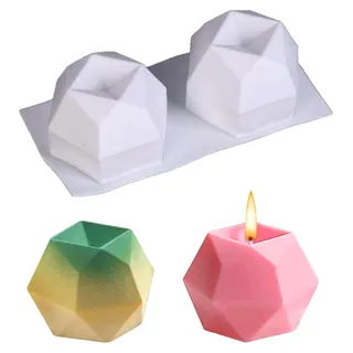 Kerzenform, 2-fach Diamantwürfel Silikonform, 3D-Würfel für Gummikerzen, DIY-Kerze, Sojawachs, handgemachte Seife