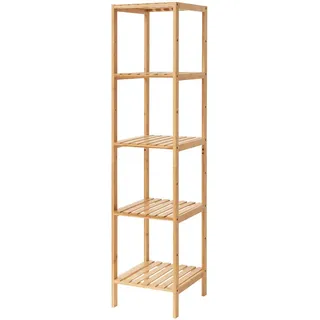 [en.casa] Badezimmerregal Lierne , Holz , Bambus , 33x140x34 cm , Badezimmer, Badezimmerregale, Badregale