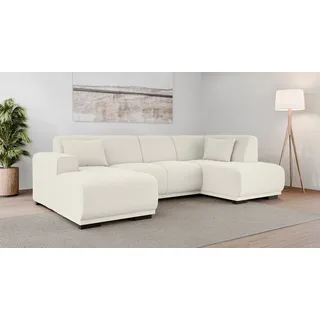 Home affaire Wohnlandschaft »BORNHOLM U-Form mit Recamiere rechts/links, B/T/H: 300/162/85 cm« U-Form mit Wellenunterfederung, Recamiere rechts oder links bestellbar, beige