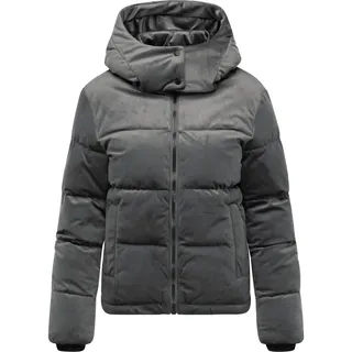 Ragwear Steppjacke "Steppjacke Roobie Velvet YOUMODO" mit Kapuze Gesteppte Teddyjacke in Samtoptik mit Kapuze, stone grau