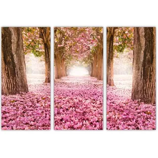 AREDE 3er Set Wandkunst Gemälde Bild Poster " Rosa gefallene Blätter" | 90 x 60 cm | Wandbilder Wanddekoration Home Office Wohnzimmer Schlafzimmer Dekoration | Fertig zum Aufhängen