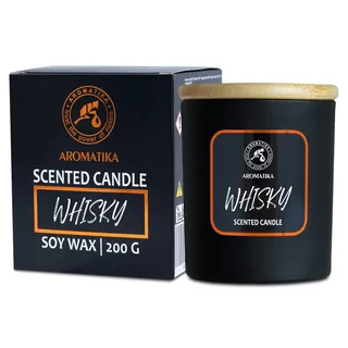 Duftkerze Whisky 200 g - Aroma Kerze mit ätherisches Thymianöl - Aromatherapie Sojawachs Kerze - Duftkerze für Hause - Duftkerze im Glas - Kerzen für Raumduft - Geschenk für Männer
