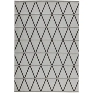 Novel Outdoorteppich , Grau, Schwarz , Textil , Raute , rechteckig , 200x290 cm , in verschiedenen Größen erhältlich , Teppiche und Böden, Teppiche, Outdoorteppiche