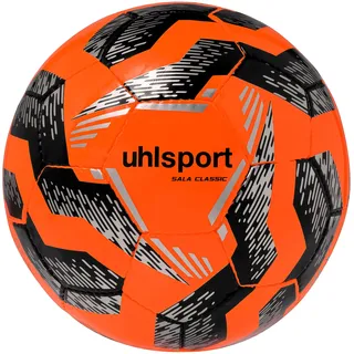 Uhlsport Hallen-Fußball Futsal-Ball - Sala Classic - Größe 4, Fluo orange/schwarz/silbe