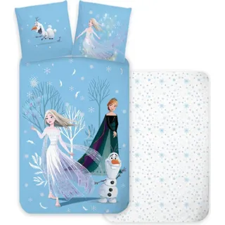 Disney Eiskönigin Snowing Day Bettwäsche 140×200 cm, 70×90 cm - Blau