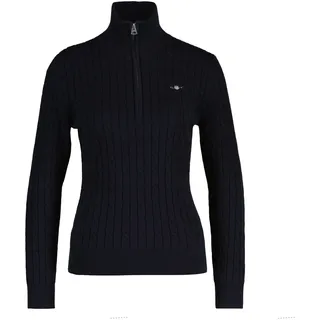 Sweater GANT "Strickpullover STRETCH COTTON CABLE HALF-ZIP 1er Pack", Damen, Gr. M, blau, Obermaterial: 88% Baumwolle CO. 10% Polyamid PA. 2% Elasthan EL., Sweatshirts Sweater