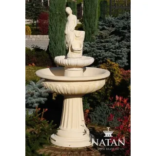 Springbrunnen Garten Teich Brunnen 164cm Steinbrunnen Gartenbrunnen Fontaine Neu - Weiß