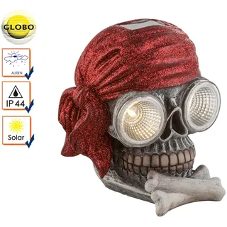 Solarleuchte Gartenbeleuchtung Design Totenkopf mit Schalter, Gartenleuchte IP44