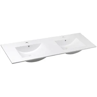 SLIM Keramik Doppelwaschtisch 150x46cm, Weiß