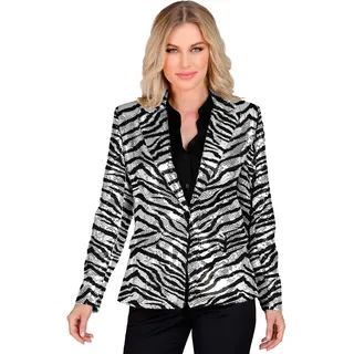 W WIDMANN MILANO Party Fashion - Party Fashion Blazer mit Pailletten für Damen, Disco Fever, Schlagermove, Jackett, Animal Print