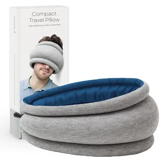 OSTRICHPILLOW Light - Reisekissen | Flugzeugkissen, Autoreisekissen, Büro, Power Nap | Reisezubehör für Männer & Frauen (Sleepy Blue)