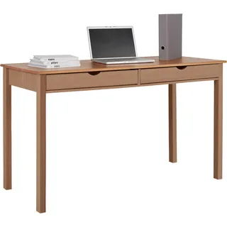 INOSIGN Schreibtisch »Gava«, aus massiven Kiefernholz, mit praktischen Griffmulden, Breite 140 cm beige