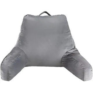 Vevor Lesekissen Bettkissen in Standardgröße mit geschreddertem Memory-Schaum, Rückenkissen mit 3 Taschen & waschbarem kurzem Samttuch, Oberseite mit Griff, zum Fernsehen Lesen Spielen Grau