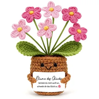HUKUMA Pocket Hug Blumen, Blume Gehäkelt, Kleine Geschenke für Frauen, Gehäkelte Blumen Glücksbringer, Geschenk für Geburtstag Weihnachten Neujahr