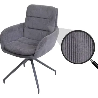Esszimmerstuhl HWC-K32, Küchenstuhl Lehnstuhl Stuhl, drehbar Auto-Position, Stoff MVG Cord grau - Grau