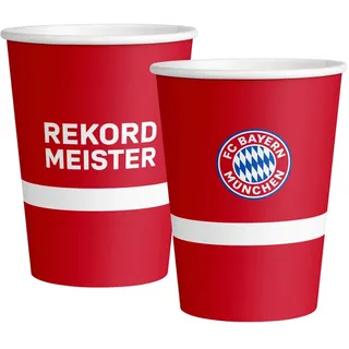 FC Bayern München Pappbecher 6 Stück Tischzubehör rot-weiss-blau 500 ml - Rot