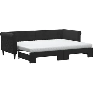 vidaXL Tagesbett Ausziehbar mit Matratzen Schwarz 80x200 cm Samt - Schwarz
