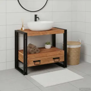 vidaXL Waschtischunterschrank Braun 71 x 33 x 58 cm Massivholz Akazie - Braun