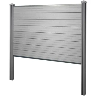 Mendler WPC-Sichtschutz Sarthe, Zaun Windschutz, WPC-Pfosten zum Einbetonieren Basiselement, 195cm grau