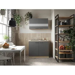 Respekta Spülenschrank 100 x 0 x 0 cm Grau