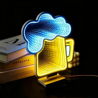 Bier Neonschild für die Kneipe zu Hause, 3 x AA Batterie oder USB Betriebene Bar Neon Schild für die Männerhöhle,Cocktailparty, Neon Sign für Barwagen Zubehör/Weinregal/Weinschrank-Dekoration