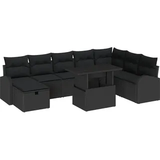 vidaXL Gartensofa-set 9 stk. Schwarz Poly-Rattan - Schwarz