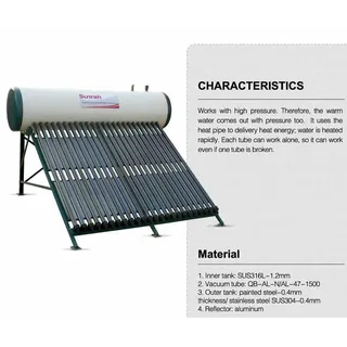 Solarheater Thermosifon Druckfähig Heatpipes 95l