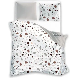 Bettwäsche, Baumwollsatin, Boho-Stil, Boho 200x220 01 Geometrische Muster - Beige