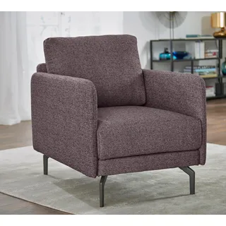 Sessel "CR.450, Designsessel, Loungesessel", lila (purpurviolett, steingrau 044, 69), B:70cm H:85cm T:95cm, NaturLEDER OSKAR (echtes Rindsleder);Chenille COCO (72% Polyester 15% Baumwolle 13% Polyacryl), CREATION BY ROLF BENZ, Sessel, Sessel, Armlehne sehr schmal, Breite 70 cm, Alugussfuß Umbragrau