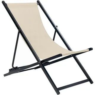 Beliani Gartenliege 60 x 79 x 95 cm Schwarz/Beige klappbar