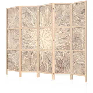 LUMASOUL Japanische Trennwand Paravent Raumteiler 225x172 cm Mandala | 5 teilig Dekorativ, Shoji-Stil, faltbar, freistehend, als Sichtschutz für Wohnräume